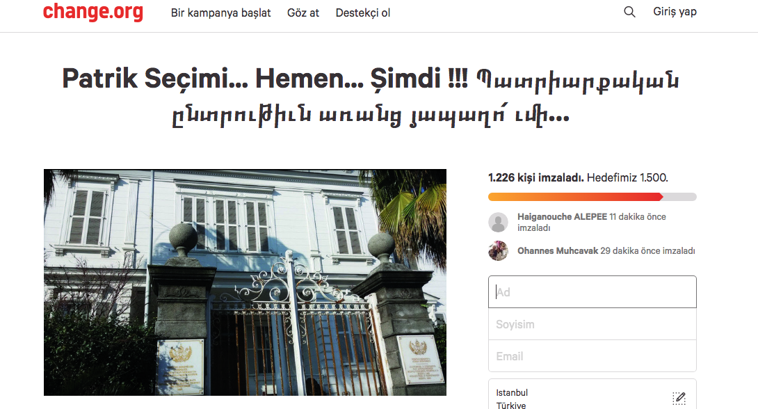 Patrik seçimi imza kampanyası change.org'ta